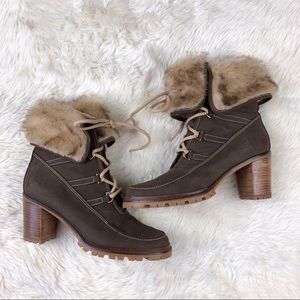 Hunter fur heeled lace boots